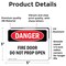 Signmission Fire Door Do Not Prop Open Danger Sign, Vinyl Decal, 5in W x 3.5in L, 2PK OS-2PACK-DS-D-35-L-2147 - alternate 3